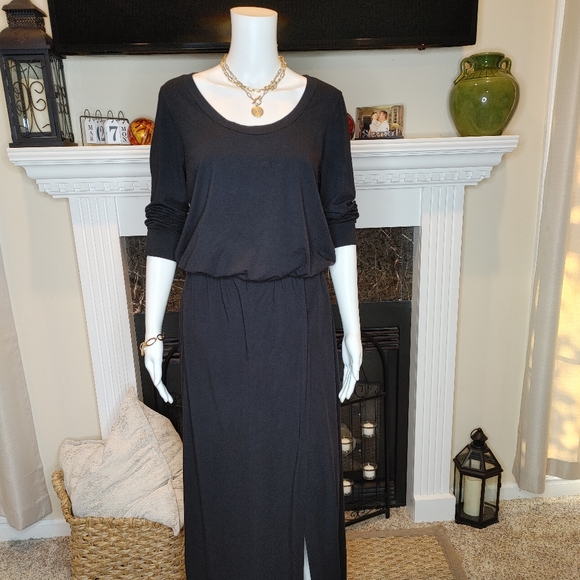 SPLENDID LONG SLEEVE MODAL & PIMA COTTON MAXI DRESS, BLACK M - Picture 2 of 12